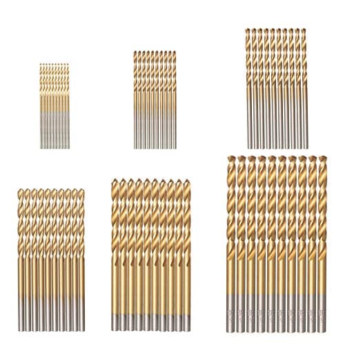 Image of HPMAISON 60PCS HSS Shank Twist Drill Bit Set Titanium Coated 1/1.5/2/2.5/3/3.5mm High Speed Steel Twist Drill Bits Tools for Wood Plastic and Aluminum