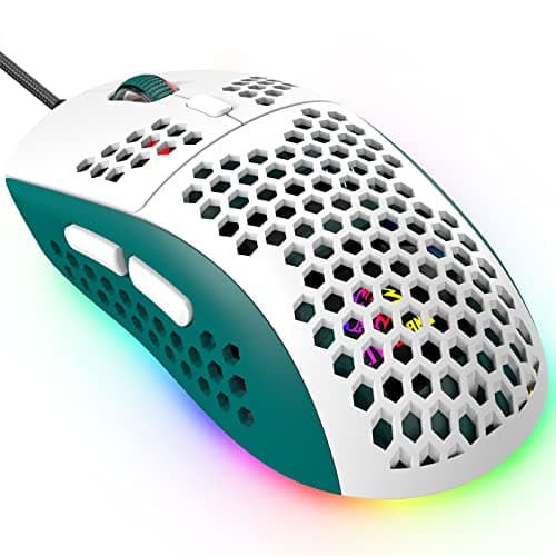 Image of KUIYN 383 PRO M8 Ultralight Wired Gaming Mouse, Lightweight Honeycomb Shell, 6 RGB Breathing Backlit Mice, 6 Adjustable DPI 6400, USB Optical Model Aerox Mice for Win10/XP/Xbox/PS4/PS5/Mac/HP/Acer