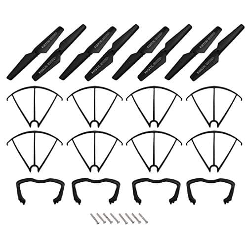 Image of uxcell ABS Propeller CW CCW 4 Pair + 8 Guard Cover + 4 Landing Skid for SYMA X5C X5SC Quadcopter Drone Black