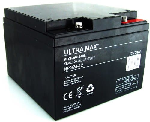Image of Ultramax NPG24-12, 12V 24AH 20HR 27 Hole Golf Trolley Gel Battery (AS 25AH, 26AH & 28AH)