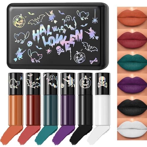 Image of 6 Colors Matte Lipstick Set, Dark Red Purple Black Lipstick Long Lasting Lip Gloss for Women, Waterproof Smudge Proof Matte Lip Glaze, Gothic Makeup