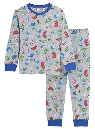 Image of Peppa Pig George Pig Pyjamas for Boys Dinosaur Pjs Dino Full Length Nightwear Set Grey 3 Years