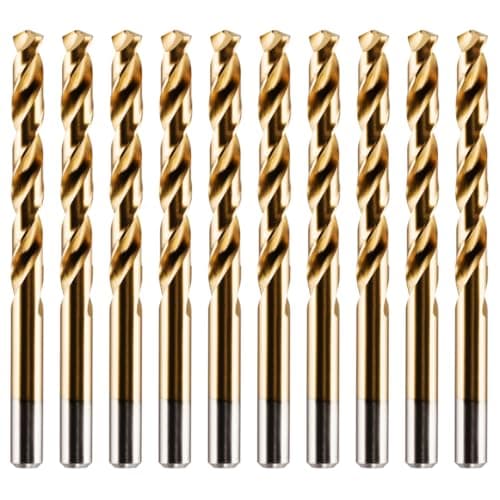 Image of Box of 10 x 4mm HSS M2 Fully Ground Jobber Drill Bit Tin Titanium Nitride Coated DIN338 Standard (4mm x 75mm (5/32"))
