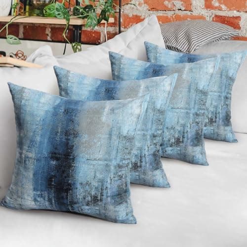 Image of Betadistor Set of 4 Cushion Covers 45x45cm Abstract Grey Modern Couch Sofa Decorative Throw Pillow Covers Pillow Cases Cushion Home Decor Square, Abstract Gre, 514-0299