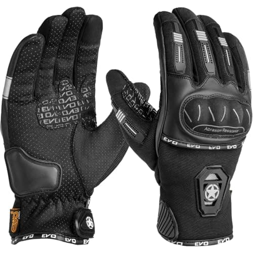 Image of EVO Fitness Motorbike Gloves for summer, Touchscreen Motorcycle Gloves, Hard Knuckle Protection and Breathable Design for Men & Women, Ideal for Riding (Black, XXL)