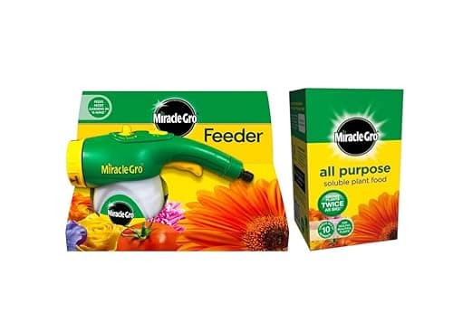 Image of Miracle-Gro Feeder Hose-End Dispenser with Soluble Plant Food 500g Feed While Watering, All Purpose Fertiliser for Indoor Outdoor Plants Flowers Vegetables Lawns Promotes Bigger Growth Greener Leaves