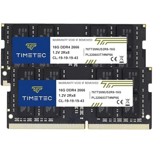 Image of Timetec 32GB KIT (2x16GB) DDR4 2666MHz (PC4-2666V) PC4-21300 SODIMM Laptop RAM – 260-Pin 1.2V CL19 Non-ECC Unbuffered Memory Module for Laptop, Notebook, Mini PC, All-in-One
