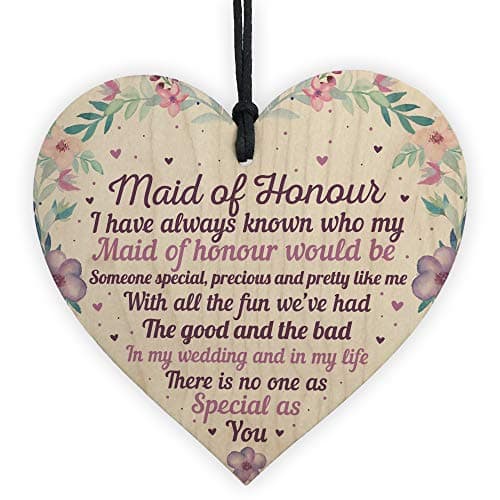Image of RED OCEAN Will You Be My Maid Of Honour Handmade Wooden Hanging Heart Plaque Wedding Gifts Friendship Gifts Keepsake