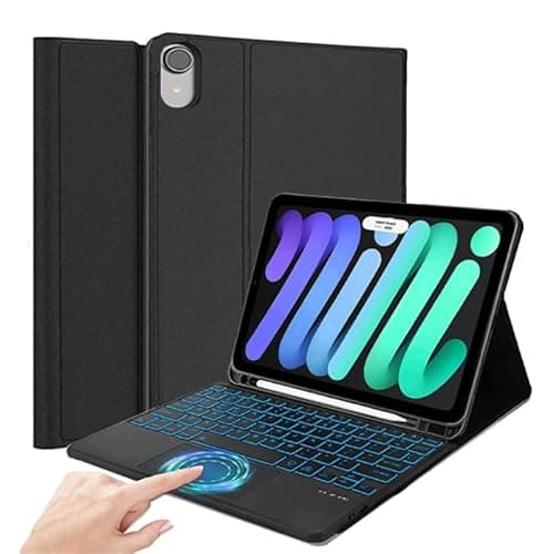 Image of DuaTang Keyboard Case for iPad Mini 5th Generation Mini 4 7.9 inch, Detachable Wireless iPad Keyboard Case with Touchpad & 7-Color RGB Backlight & Pencil Holder, Auto Sleep/Wake Feature - Black