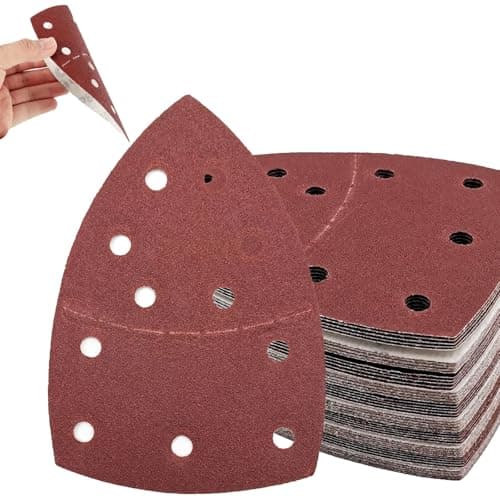 Image of 50 PCS Sanding Pads,11 Hole Sanding Sheets Hook and Loop Mouse Sander Pads Assorted 40/60/80/120/180 Grits Mouse Sandpaper Compatible with Bosch Multi Sander Accessories PSM 100A PSM 200 AES PSM 18