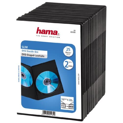Image of Hama Slim DVD Double Jewel Case | Pack of 25 | Black