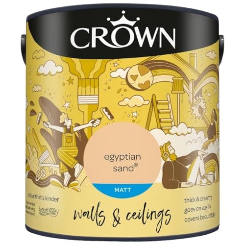 Image of DRW Egyptian Sand Matt Emulsion Paint 2.5L | Interior Wall and Ceiling Paint | Smooth Flat Matt Finish | Durable Everyday Room Paint for Living Room Bedroom Hallway and Dining Room