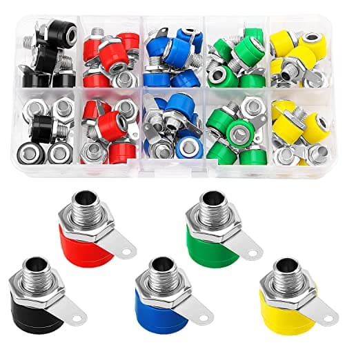 Image of KUOQIY Banana Socket Jack - 50 PCS 4mm Female Connectors, Panel Sockets, 5 Color