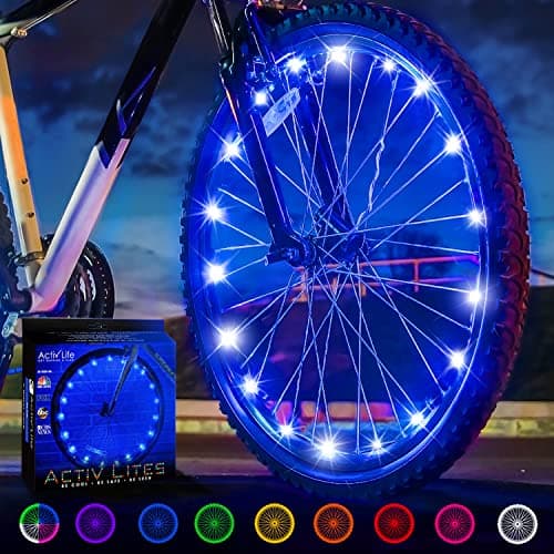 Image of Activ Life Bike Lights, Blue, 1-Tire Pack LED Bicycle Christmas Lights for Wheels with Batteries Included, Best Christmas Stocking Stuffers for Boys, 2023 Gift Ideas, Dad and Teens Birthday Presents