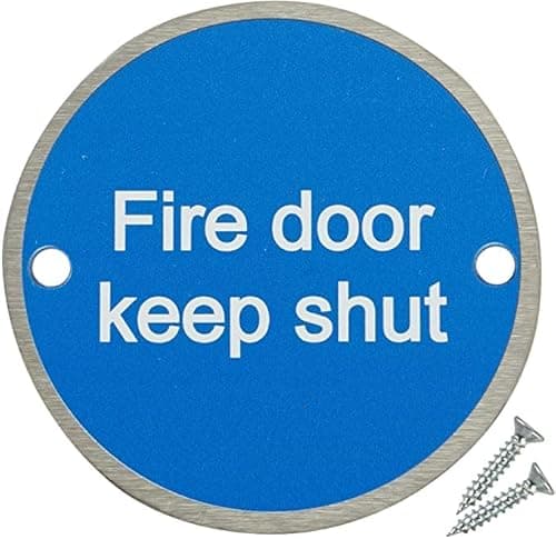 Image of Fire Door Guru® - Fire Door Keep Shut - Pack of 20 - Stainless Steel Safety Sign 76mm Disc - Fixings Included