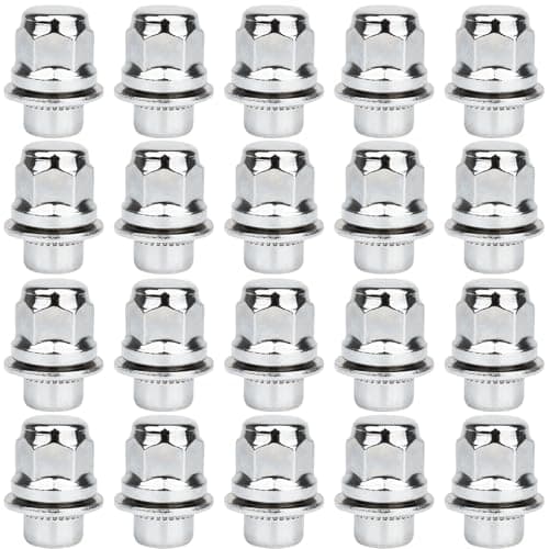 Image of GAsupply M12x1.5 Toyota Lexus Lug Nuts, 21mm Hex OEM Factory Style Chrome Mag Seat Wheel Nuts with Washer for 4Runner Camry Highlander Prius Sienna Lexus CT200h HS250h GS450h Set of 20PCS