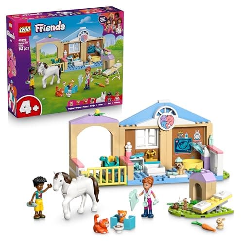 Image of LEGO Friends Animal Vet Clinic - Educational Toy w/a Horse Stable, 2 Mini Dolls, Pet Dog, Bunny & Cat Figures Plus Accessories - Birthday Gift for 4+ Year Old Girls - 42696