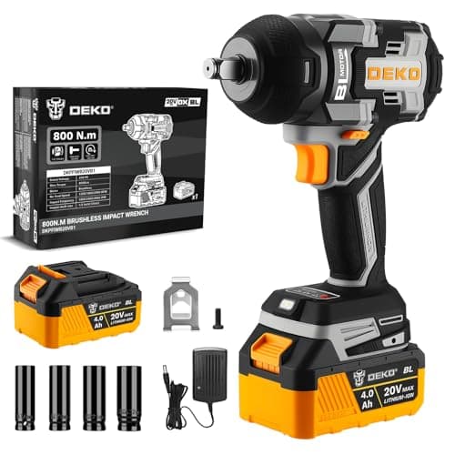 Image of DEKOPRO Cordless Impact Wrench 1/2 Inch 800N.m 20V Brushless Impact Gun with 4.0Ah Battery,3-Speed Impact Wrenches for Automotive Repair, Tire Change, Construction & DIY Projects