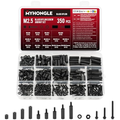 Image of 350 Pcs M2.5 Screws Set, Standoff Screws Nylon Spacers, Motherboard Standoffs, Male Female Nylon Hex Bolts, Threaded Pillars PCB Pillar Standoff Spacers for PCB Board Motherboard(Black)