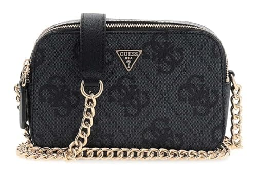 Image of GUESS cross body bag Noelle II Crossbody Camera Bag Coal Logo dark grey