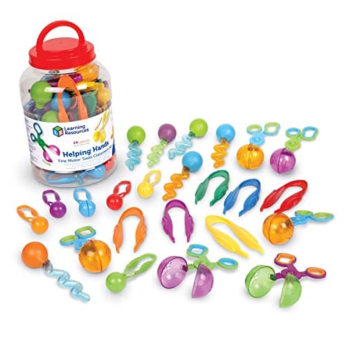 Image of Learning Resources Helping Hands Fine Motor Tools Classroom Set, Toddler Learning Toys, Teacher Resources for Classroom, Sensory Toys for Toddlers, 24 Pieces Ages 3+