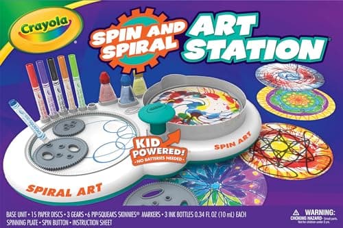 Image of CRAYOLA Spin N Spiral Art Station | 2-in-1 Art Station with Storage | Create Spiro Art and Spin Inky Designs | Ages 6+