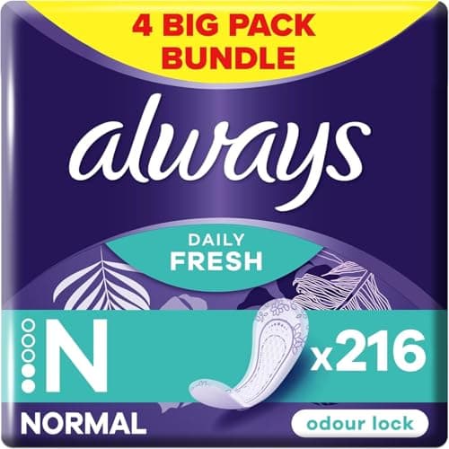 Image of Always Daily Fresh Normal Panty Liners 54 Liners, Odour Lock, Feel Nothing But Protected, Pack of 4