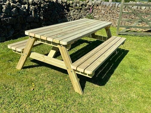 Image of MG Timber Heavy Duty Premium, A-frame Picnic table, Bench. Made From Pressure Treated Swedish Redwood (ROUND CORNERS, 5FT)
