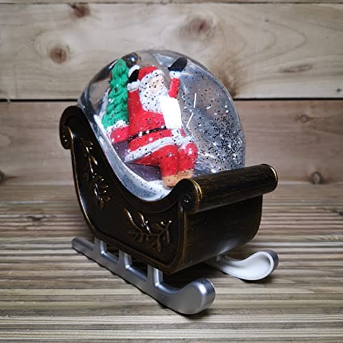 Image of Premier 17cm Dual Power Christmas Water Spinner Sleigh Design Santa Scene