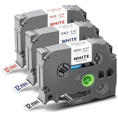Image of UniPlus 3X Compatible for Brother Fabric Label Tape Tze-FA3 FA231 FA3R Replacement for Tze Iron on Tape for Brother P Touch PT-H101C PT-H107 PT-H110 PT-H105 PT-P750W Black/Red/Blue on White 12mm x 3m