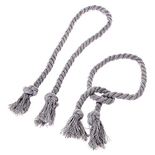 Image of BTSKY A Pair of Hand Knitting Curtain Cotton Rope Holdbacks Tieback Tassel Cord Drape (Grey)