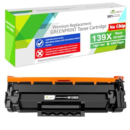 Image of ( NO Chip With Tool ) 139X W1390X ( 139A W1390A ) Compatible Toner Cartridge Black High Yield 4000 Pages for H P Printers 3002dn 3002dw MFP 3102fdw 3102fdn 3101 3101fdw, Doesn't Work with H P+ Printer