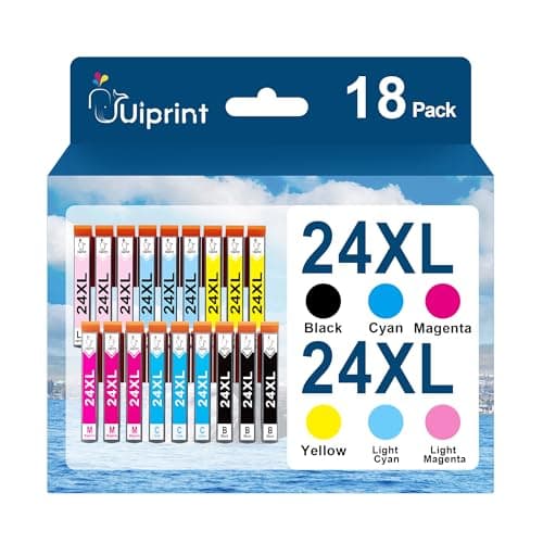 Image of Uiprint 24XL Compatible Ink Cartridges Replacement for Epson 24 XL for Expression Photo XP-970 XP-55 XP-950 XP-860 XP-960 XP-750 XP-760 XP-850 Printer(18-Pack)