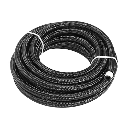 Image of X AUTOHAUX 25Ft 6AN Braided Nylon Stainless Steel CPE Oil Fuel Gas Line Hose