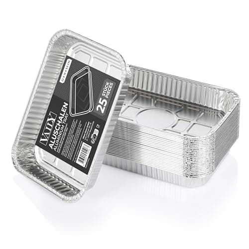 Image of Vaily Aluminium Drip Trays Small Pack of 25 – Veggie Aluminium Grill Pan– Accessories for Gas, Charcoal & Electric Grill as Grease Tray, 8,6 x 5,9 inch