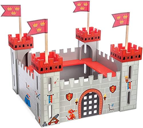 Image of Le Toy Van - Pretend Play Castles Collection Wooden Toy Educational My First Castle - Red | Kids Wooden Knights Castle Playset Model Castle