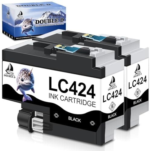 Image of DOUBLE D LC424 Black Ink Cartridges Replacement for Brother LC424 Ink Cartridges LC424XL LC-424 Ink Multipack Compatible with Brother DCP-J1200W DCP-J1200WE Printers (2 Black LC424