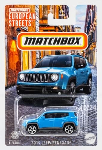 Image of Matchbox European Streets 2019 Jeep Renegade Blue 10/24 1:64 Scale, Die-Cast