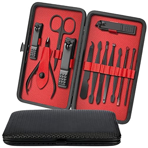 Image of iSOUL Nail Clippers Manicure Set 12Pcs Men, Women Stainless Steel Professional Nail Clipper Set Stainless Steel Grooming Kit for Thick Nails Cuticle Remover Toenail Care Cutter Pedicure Nail Kit