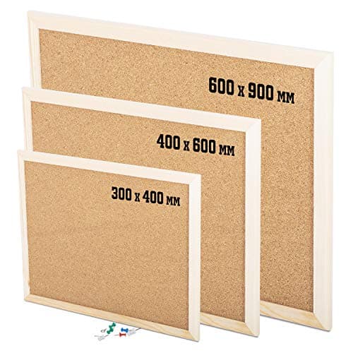 Image of KAV - Cork Notice Office Memo School with 6 Push Pins Classic Wood Natural Frame Board, Brown (Various Sizes to Choose from) (400MM x 600MM)