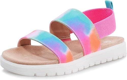 Image of MIXIN Girls Sandals Open Toe Flat Sandals summer shoes for Big Kids Multicolor Size 2