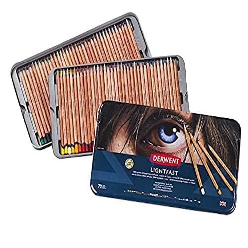Image of Derwent Lightfast Colouring Pencils, Drawing & Colouring, Set Of 72, Ideal For Layering, Professional Quality, 2302722 Lightfast Paper Pad 12 x 16, 2305833