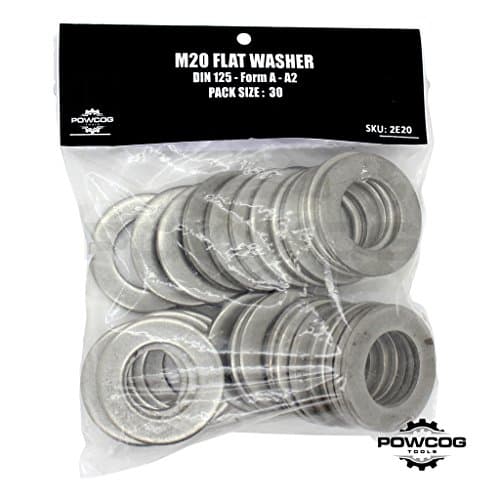 Image of M20 Flat Washer - A2 Stainless Steel Thick Grade 304 Metric Grade - Form A DIN 125 - by POWCOG® - Pack of 30