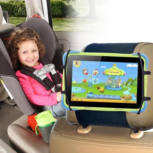 Image of GIEEU Car Tablet Holder,iPad Silicone Holder for Car,Car Headrest Tablet Mount Holder for Kids in Back Seat,Universal 360 rotating car seat mount for all 7”- 10.5”Tablets