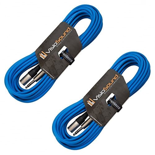 Image of VisioSound 2 x Male XLR to 6.35mm Stereo Jack Lead/Balanced Signal Patch Cable / 2 Pack 10m Blue/Blue