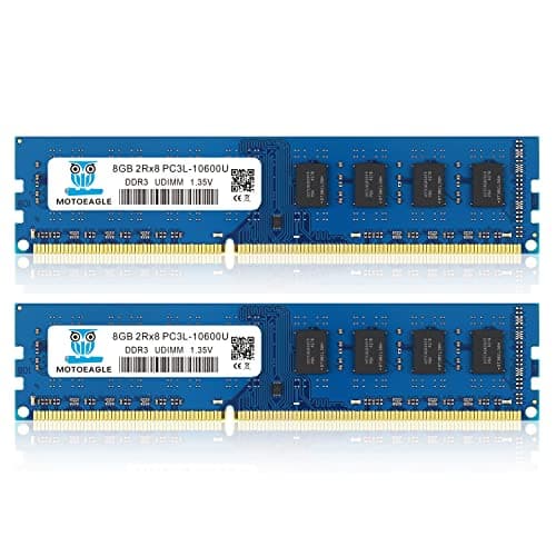 Image of PC3L 10600U DDR3L 1333MHz 16GB Kit (2x8GB) UDIMM RAM CL9 1.35V 240-Pin Non-ECC Unbuffered 2RX8 Dual Rank Desktop Memory Modules Blue-8GBx2-10600UL
