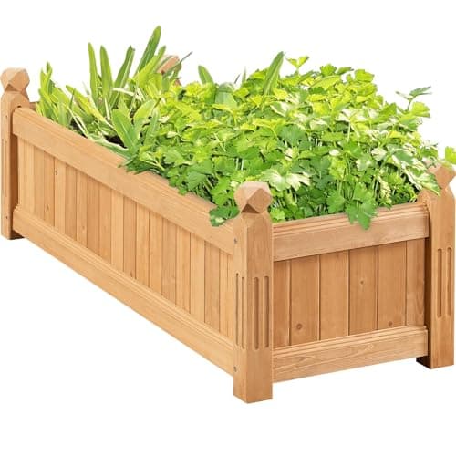 Image of Yaheetech 110.5 × 40 × 35.5 cm Wooden Raised Garden Bed, Horticulture Wood Rectangular Garden Planter Outdoor, Raised Planter Box for Yard/Greenhouse/Vegetable/Flower/Herbs, Light Brown