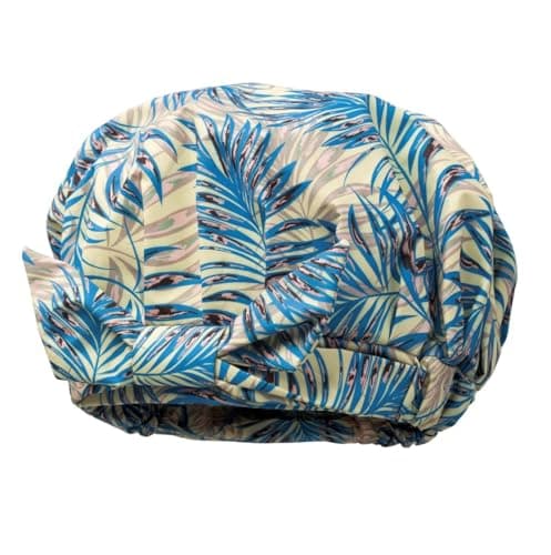 Image of Hydréa London Luxury Shower Cap – Waterproof, Reusable, Stylish & Durable Hair Protection for Bath & Shower – Comfortable Fit, One Size, Elegant Design for Women (Palm Spring)