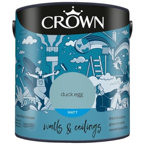 Image of DRW Duck Egg Matt Emulsion Paint 2.5L | Interior Wall and Ceiling Paint | Smooth Flat Matt Finish | Durable Everyday Room Paint for Living Room Bedroom Hallway and Dining Room