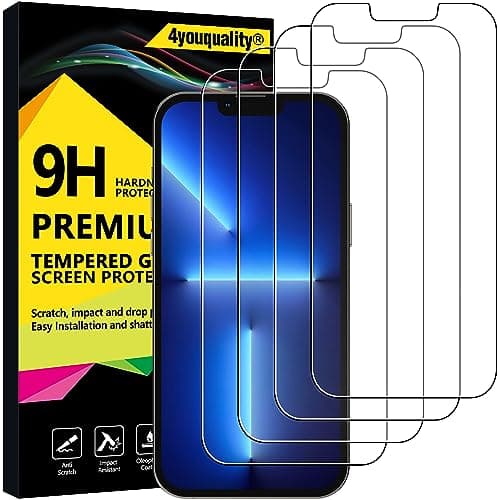 Image of 4youquality [4-Pack Screen Protector for iPhone 14 Plus, iPhone 13 Pro Max (6.7-Inch), Tempered Glass Film, [LifetimeSupport][Anti-Shatter][Anti-Scratch][Impact-Protection]